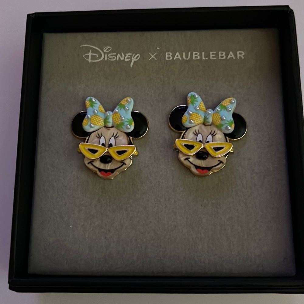 NIB BaubleBar x Disney Minnie in Sunnies 3D earrings